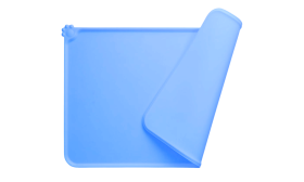 Covoraș albastru impermeabil din silicon, pliabil cu margine anti-vărsare, rezistent la căldură, ideal zilnic.