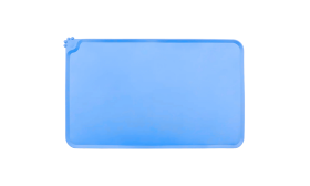 Covoraș albastru impermeabil din silicon, cu margini ridicate anti-stropi pentru protecția podelei.