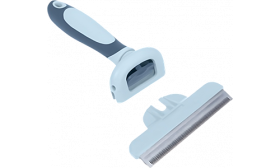 Lamă detașabilă din inox a pieptenelui gri-albastru pentru pisici, cu grip ergonomic, ușor de curățat, pentru medalion pisica.